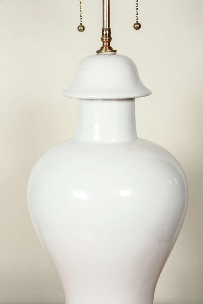 Ceramic Monumental Pair of Ginger Jar Style Lamps