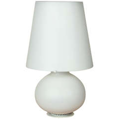 Large Table Lamp with Translucent Glass Base and Shade by Fontana Arte