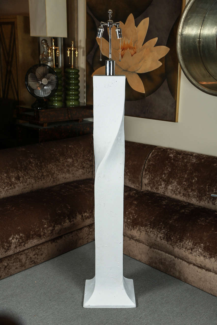 Pair of Monumental Twisted Plinth Floor Lamps