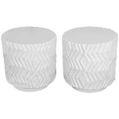 Pair of Ceramic Zigzag End Tables