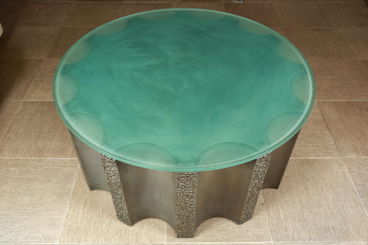American Impressive Drum-Shaped Fluted Coffee Table by Steve Chase For Sale