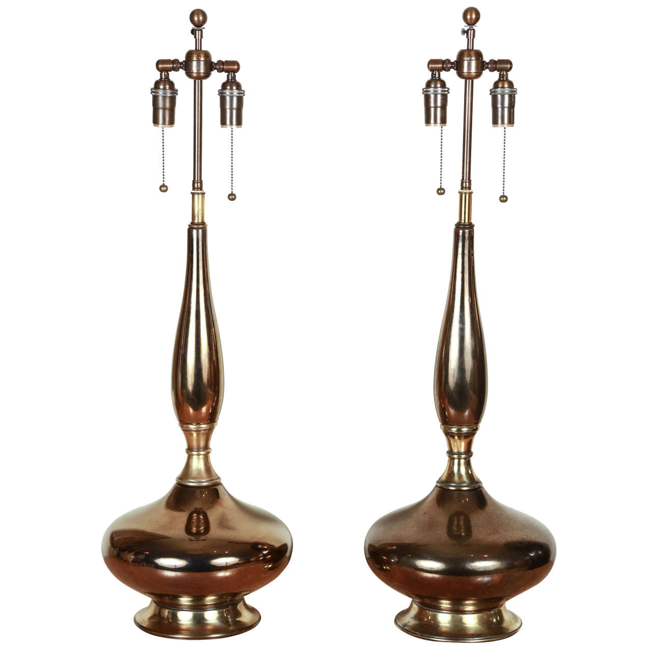 Exotic Pair of Ceramic Urn Lamps