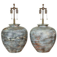 Pair of Very Large Ceramic Lamps