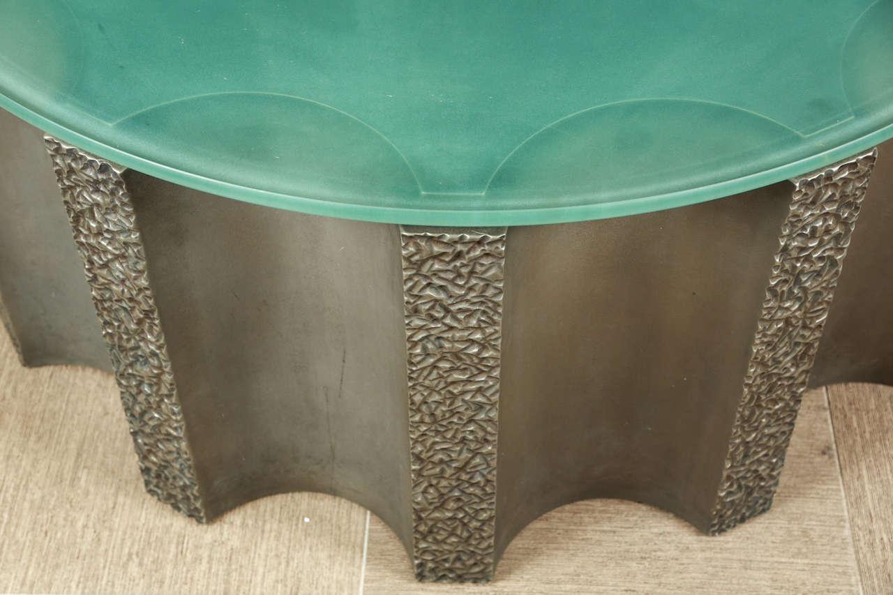 Impressive DrumShaped Fluted Coffee Table by Steve Chase For Sale at