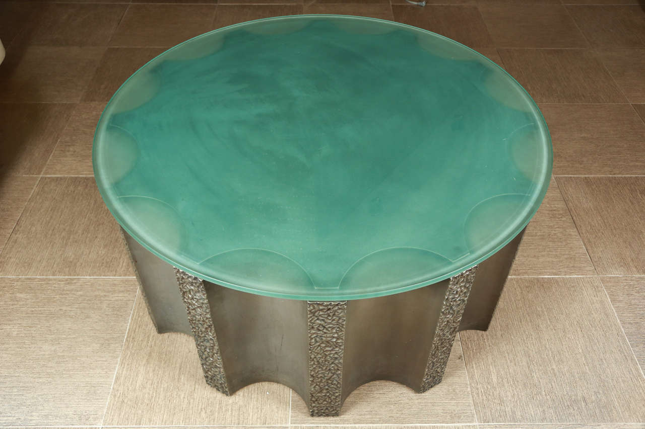 Impressive DrumShaped Fluted Coffee Table by Steve Chase For Sale at