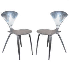 Pair of Rare and Unusual, Polished Aluminum Norman Cherner Chairs