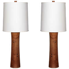 Pair of Marshall Studios Walnut and Tile Table Lamps by Gordon and Jane Martz