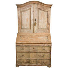 Antique Swedish 18th Century Painted Cabinet with Secretary Original Patina