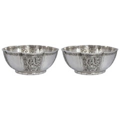 Antique Pair of Chinese Silver Bowls