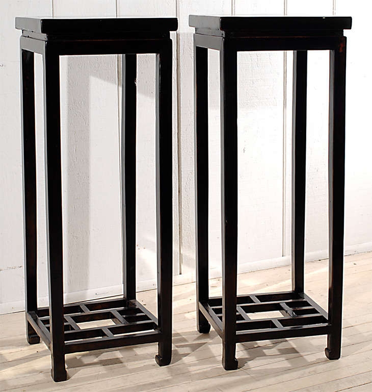 Pair of Black Lacquer Stands