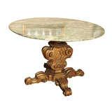 A Center Table with Green Marble Top and Baroque Style Base