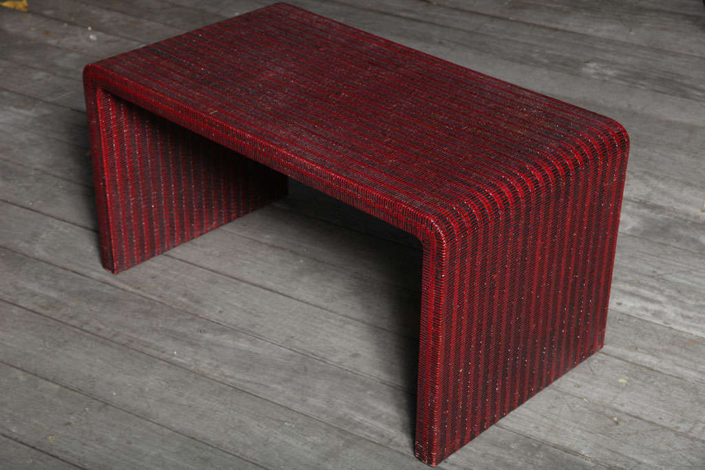 American A Karl Springer Style Linen Wrapped Coffee Table