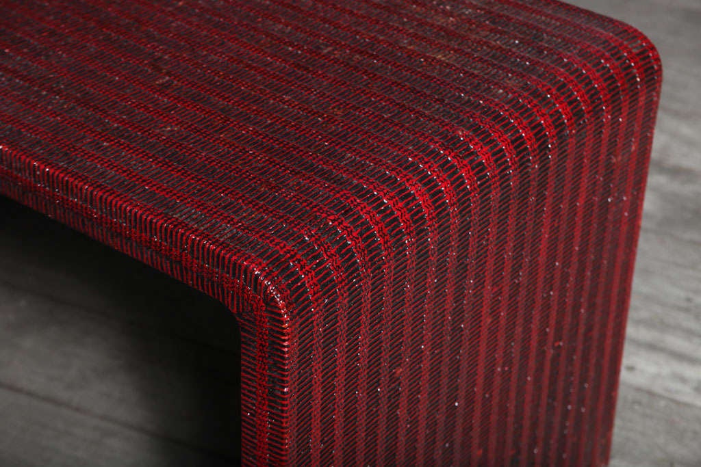 Late 20th Century A Karl Springer Style Linen Wrapped Coffee Table