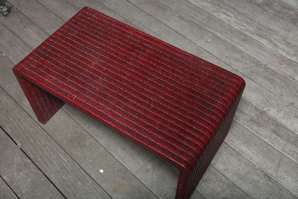 A Karl Springer Style Linen Wrapped Coffee Table 3