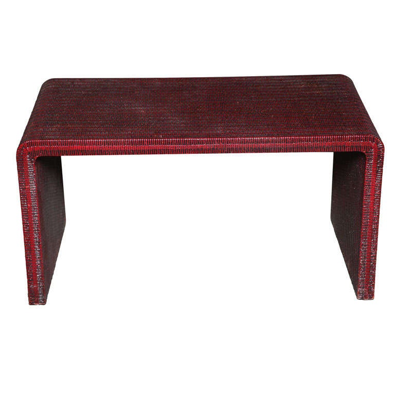A Karl Springer Style Linen Wrapped Coffee Table