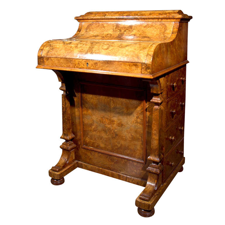 Burl  Walnut Piano  Top 19th Century  Davenport For Sale