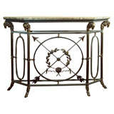 Narrow  Stainless Steel & Bronze  Console  With  Marble  Top