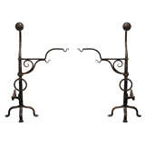 Antique American Wrought Iron Andirons