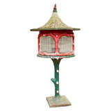 Whimsical Painted Cement Bird Cage