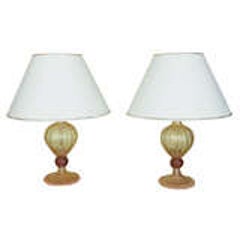 Pair of Murano Lamps Signed "Toso Murano" 3