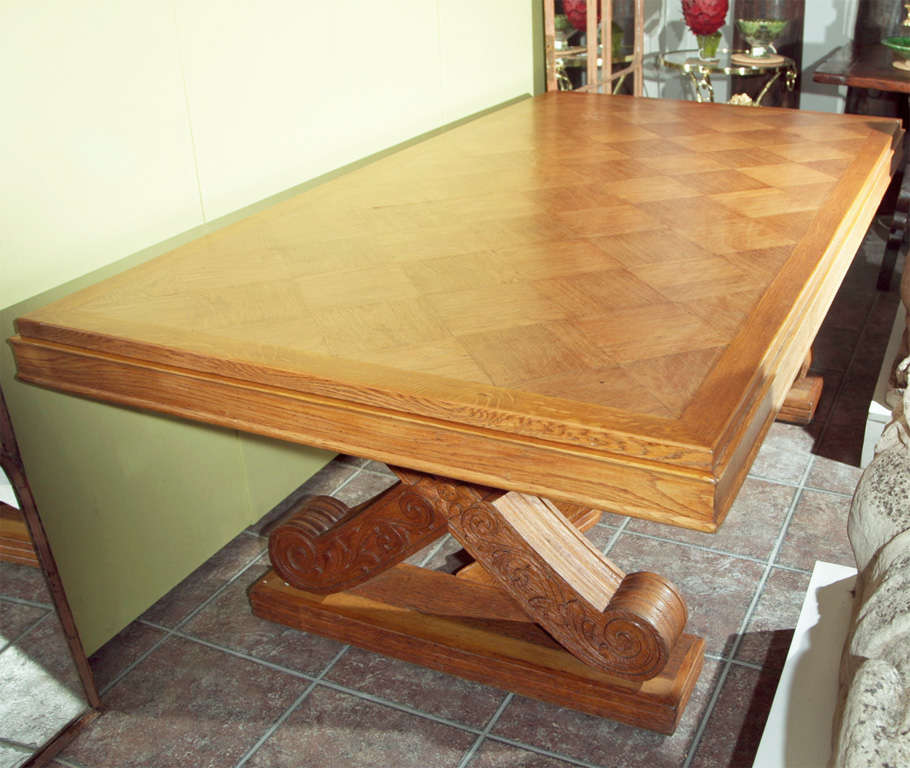 solid oak trestle dining table