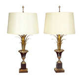 Pair of Maison Charles Brass "Vase Roseaux" Table Lamps