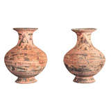 Pair of Chinese Han Dynasty Earthenware Hu (Wine Vessels)