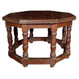Antique Italian Walnut Octagonal Table