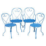Four French Belle Epoque Painted Garden Chairs