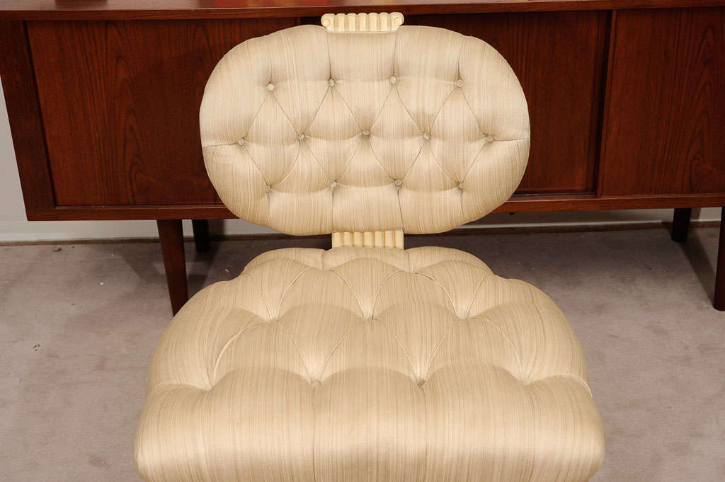Pair Tufted 1940s Slipper Chairs atttributed to Dorothy Draper In Good Condition In New York, NY