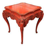 19th Century Carved Chinese Center Table in Cinnabar Red