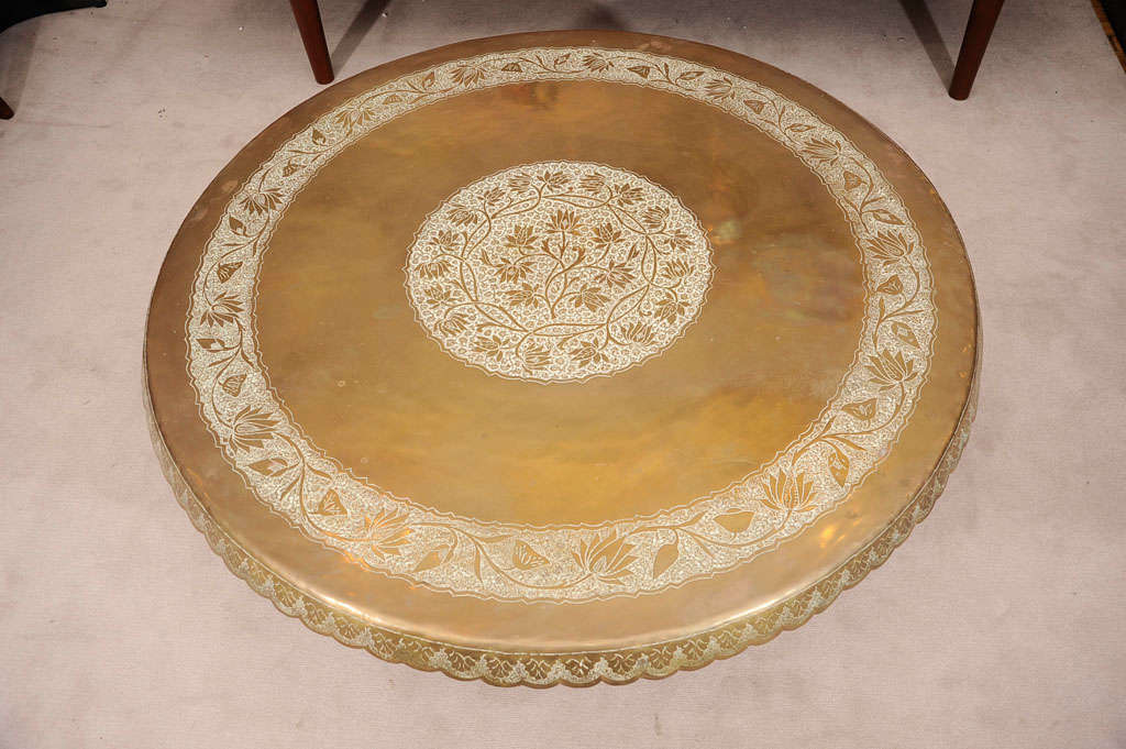 Mid-20th Century Mid Century Moroccan Brass Top Cocktail Table