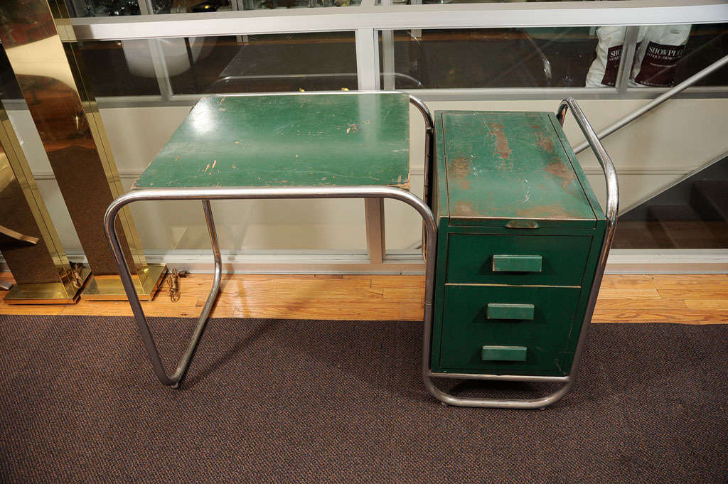 Chrome Very Rare KEM Weber Desk and Chair