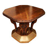 Art Nouveau Center Table with Hand Carved Pedestal Base
