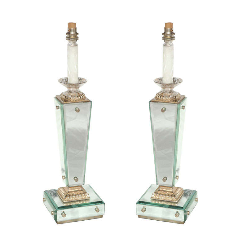 Mirrored Column Lamps