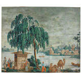 Antique Monumental Rare Wallpaper Panel / Zuber Paris 1805