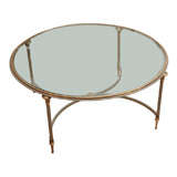 Round Jansen Steel, Brass and Glass Coffee Table