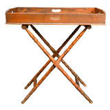 English Dark Oak Butler’s Tray Table on Stand