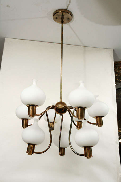 Italian Opal Glass Chandelier In Good Condition In Beverly Hills, CA