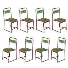 French Painted Metal Moovie Theatre Chairs, Java