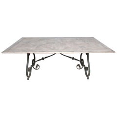 Cast Iron Base Table with Bleached Oak Top