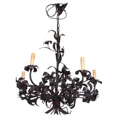 Black Painted Flower Motif Chandelier