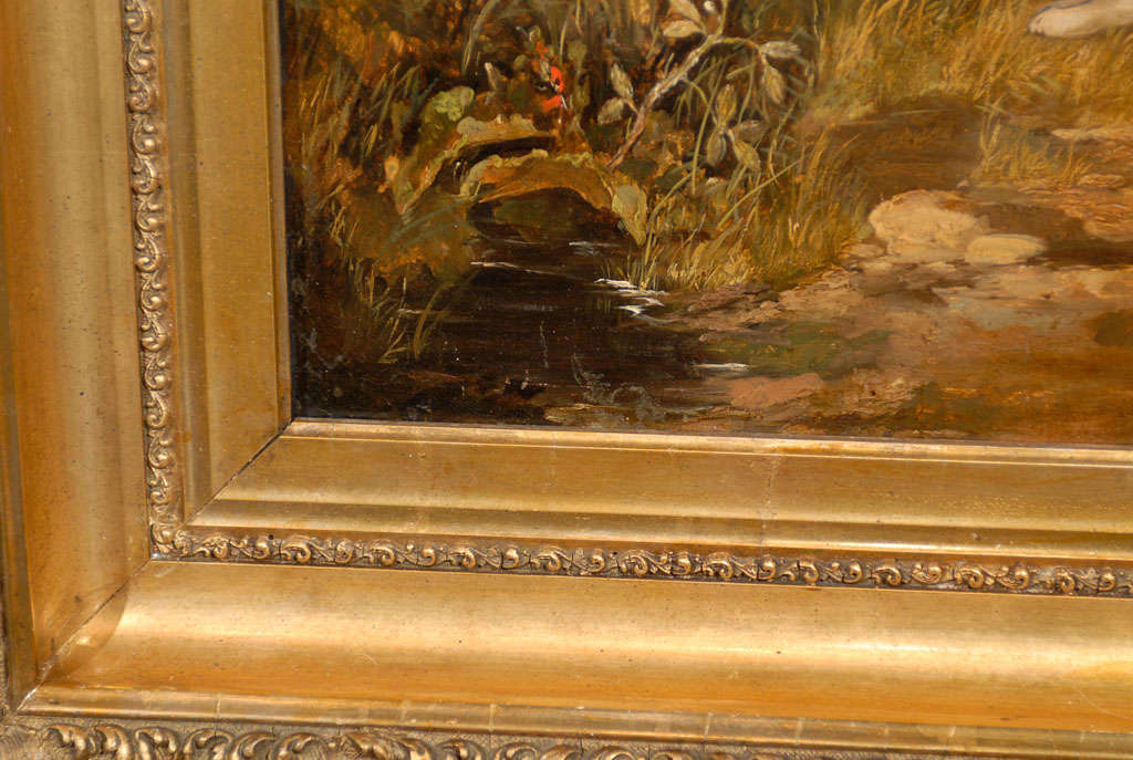 James Charles Morris Oil Painting circa 1860 of Two Sporting Dogs