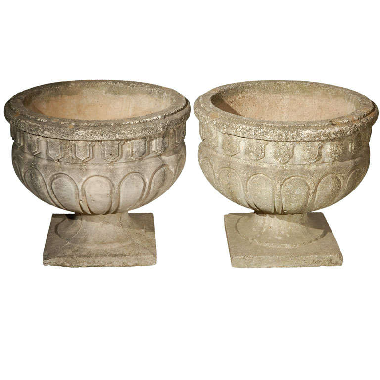 Cast Cement Mellon Shaped Urn