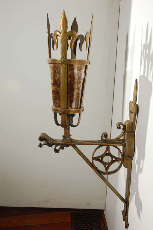 Pair of Large French 1920s Sconces In Excellent Condition For Sale In Los Angeles, CA
