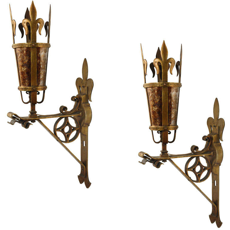 Pair of Large French 1920s Sconces