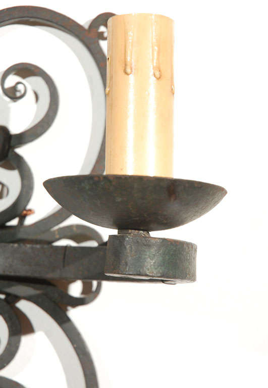 Iron Pair of French Sconces For Sale