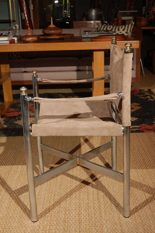 Set of Four Suede Directors' Chairs by Pace 2