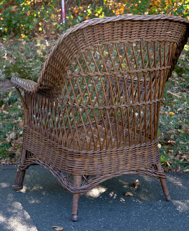 Antique Wicker Chair In Good Condition In Old Saybrook, CT