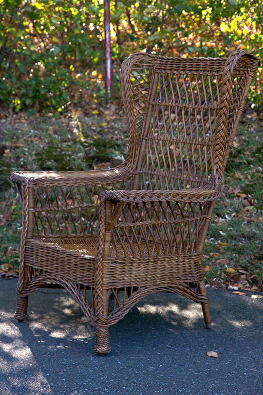 Antique Wicker Wingback Chair